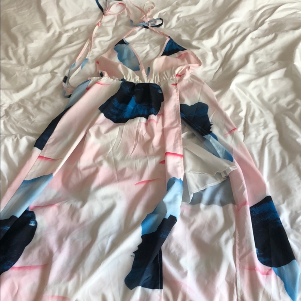 Halter dress with high slit